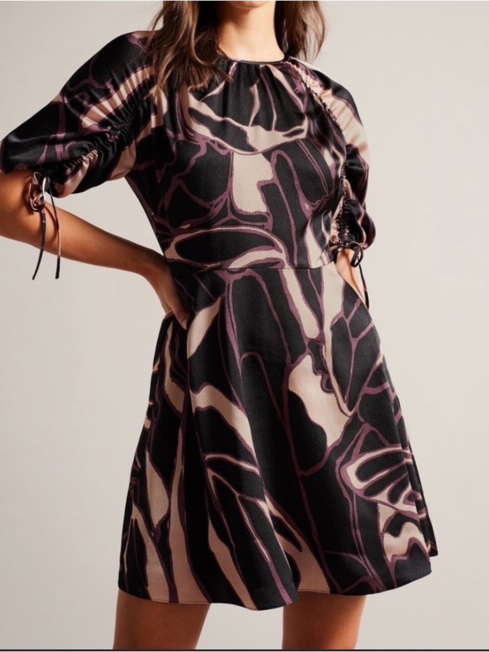 Ted Baker Black & Blush Abstract Print Mini Dress